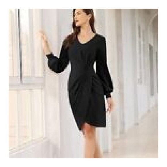 JASAMBAC Women's Wear to Work Dresses Pencil Midi Dresses Black 2XL - Picture 1 of 9